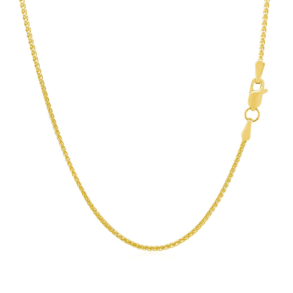 14K Yellow Gold Diamond Cut Round Wheat Chain – 1.20mm, Solid Gold
