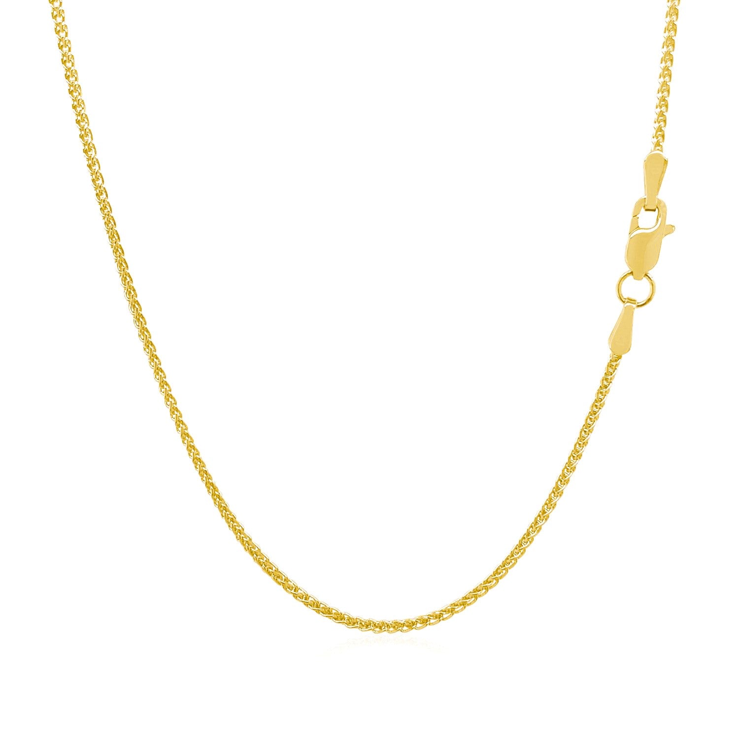 14K Yellow Gold Diamond Cut Round Wheat Chain – 1.20mm, Solid Gold