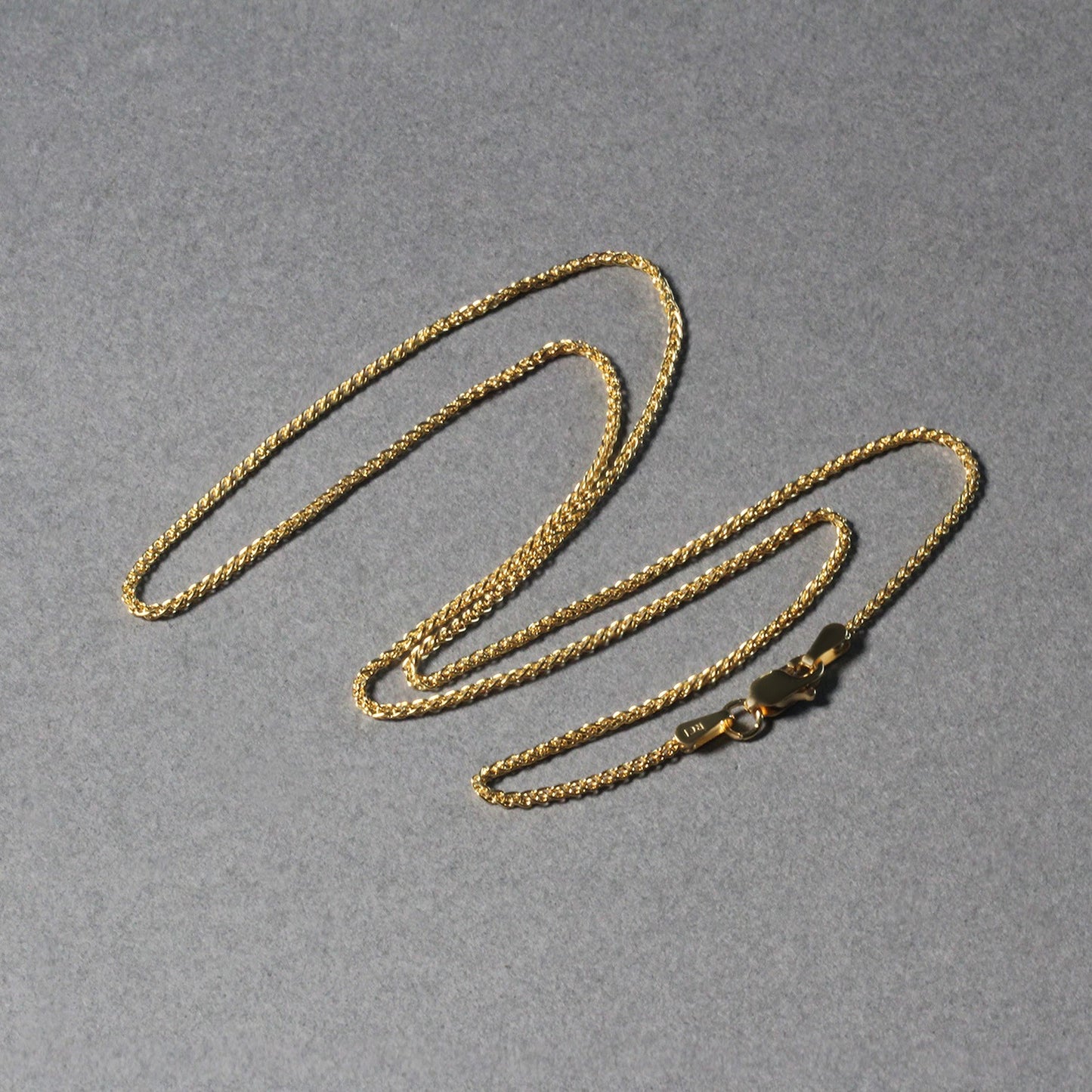 14K Yellow Gold Diamond Cut Round Wheat Chain Necklace (1.20 mm)