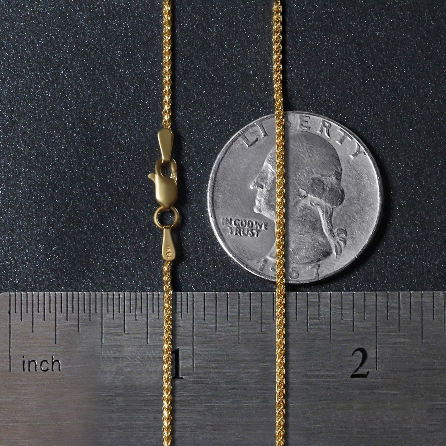 14K Yellow Gold Diamond Cut Round Wheat Chain Necklace (1.20 mm)