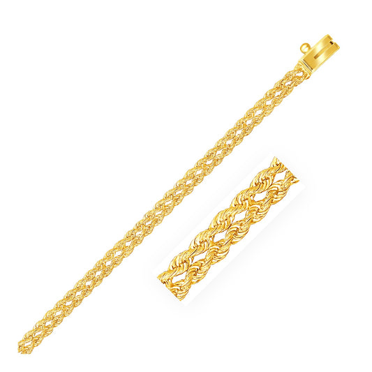 14K Yellow Gold Two Row Rope Bracelet (3.40mm)