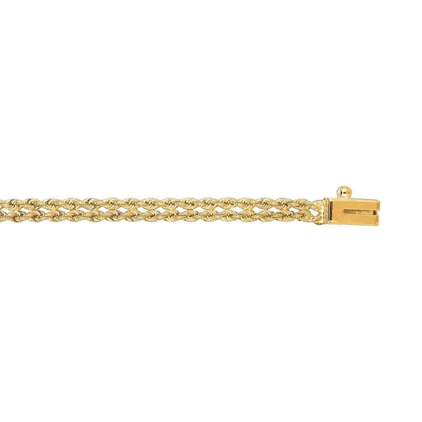 14K Yellow Gold Two Row Rope Bracelet (3.40mm)