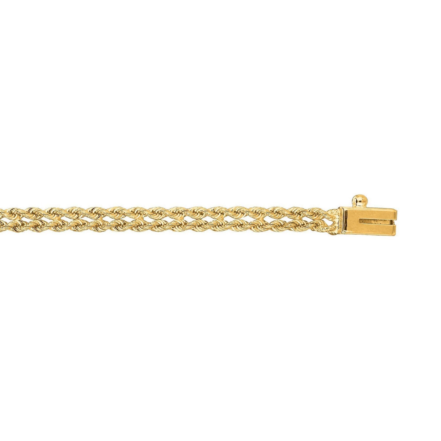 14K Yellow Gold Two Row Rope Bracelet (3.40mm)