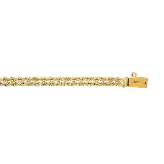 14K Yellow Gold Two Row Rope Bracelet (3.40mm)