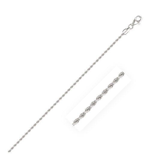 14K White Gold Solid Diamond Cut Rope Bracelet (1.80mm)