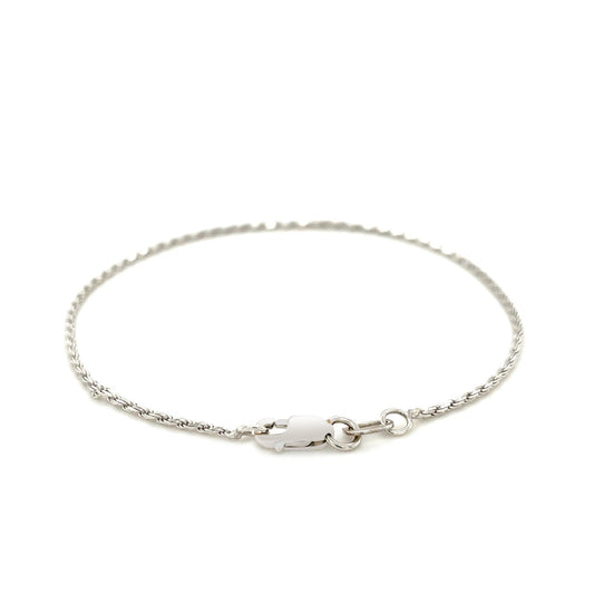 14K White Gold Solid Diamond Cut Rope Bracelet (1.80mm)