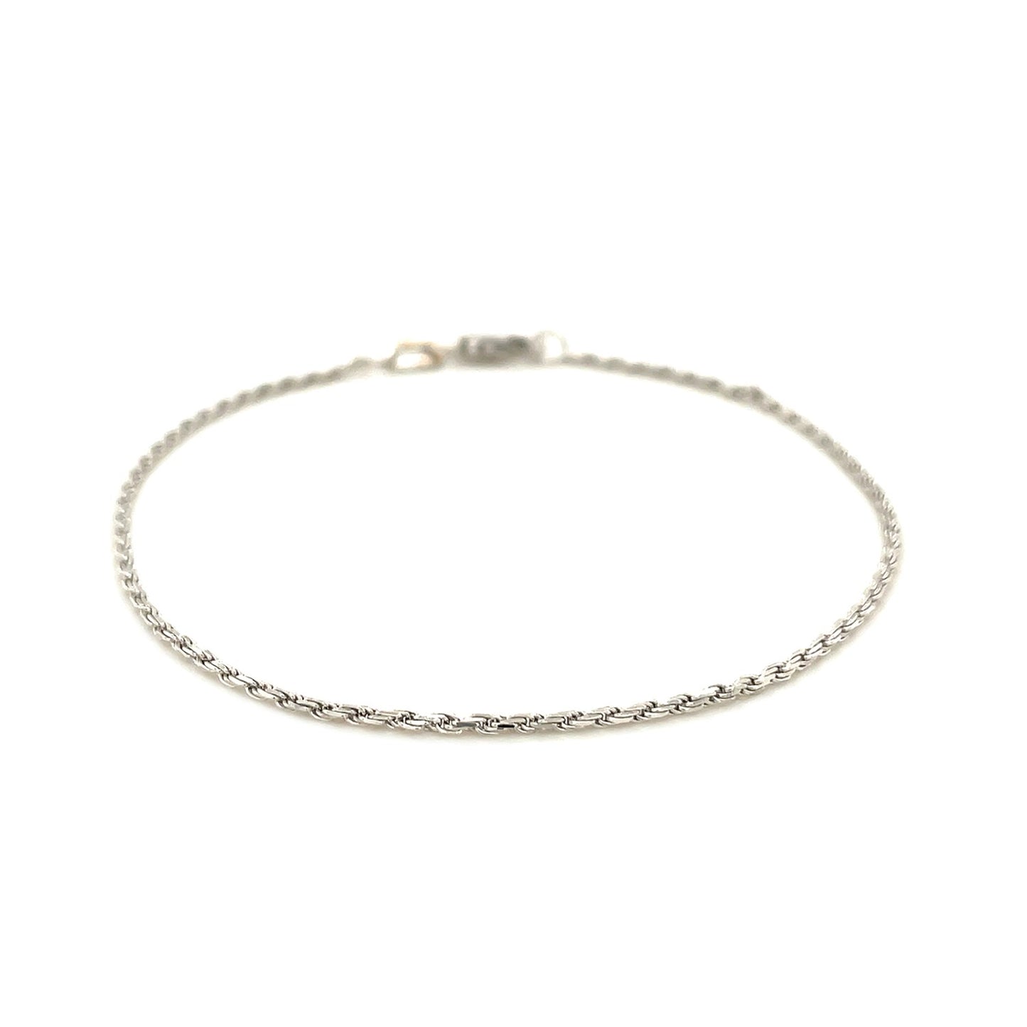 14K White Gold Solid Diamond Cut Rope Bracelet (1.80mm)