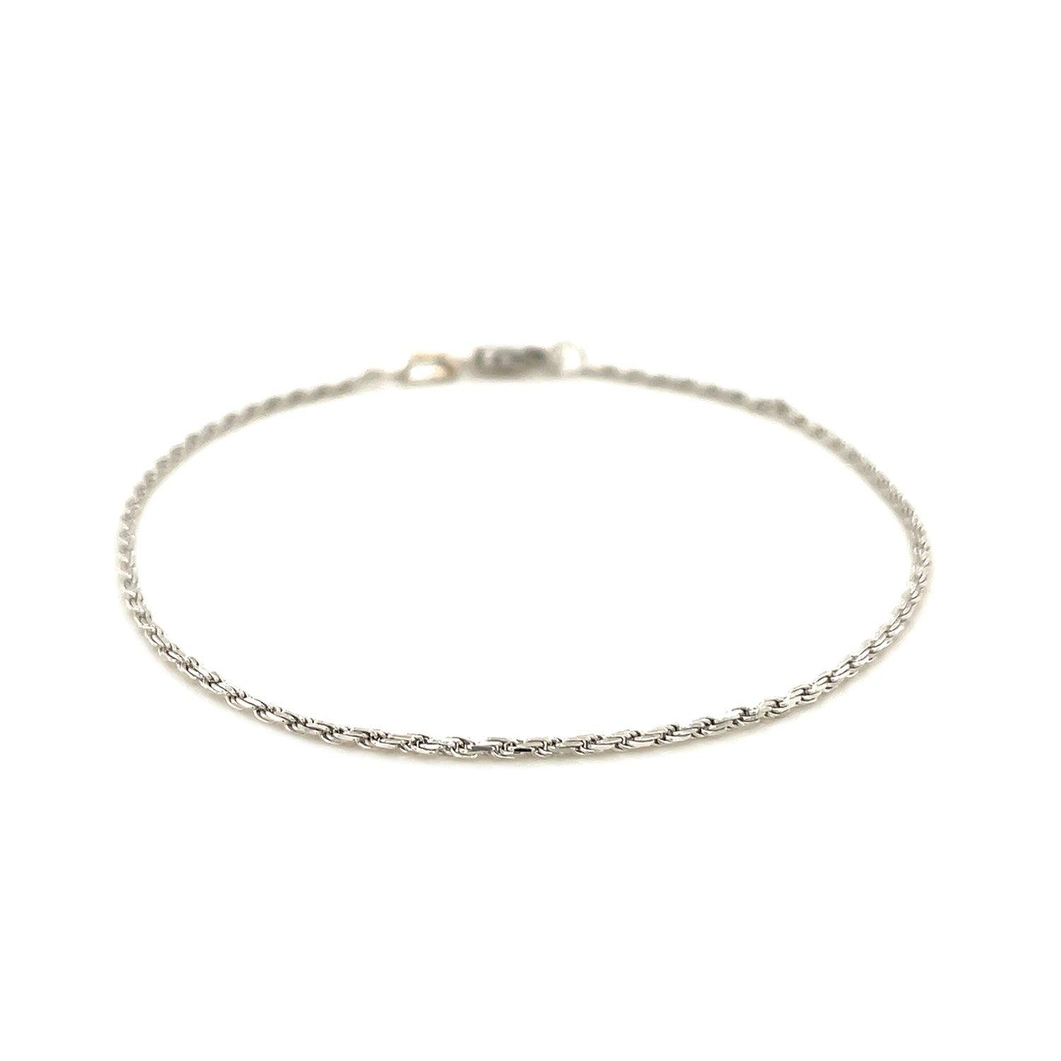 14K White Gold Solid Diamond Cut Rope Bracelet (1.80mm)