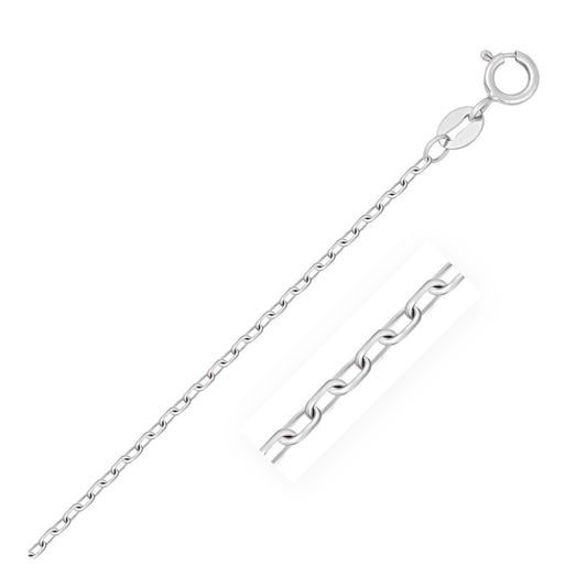 14K White Gold Faceted Cable Link Chain Necklace (1.20 mm)