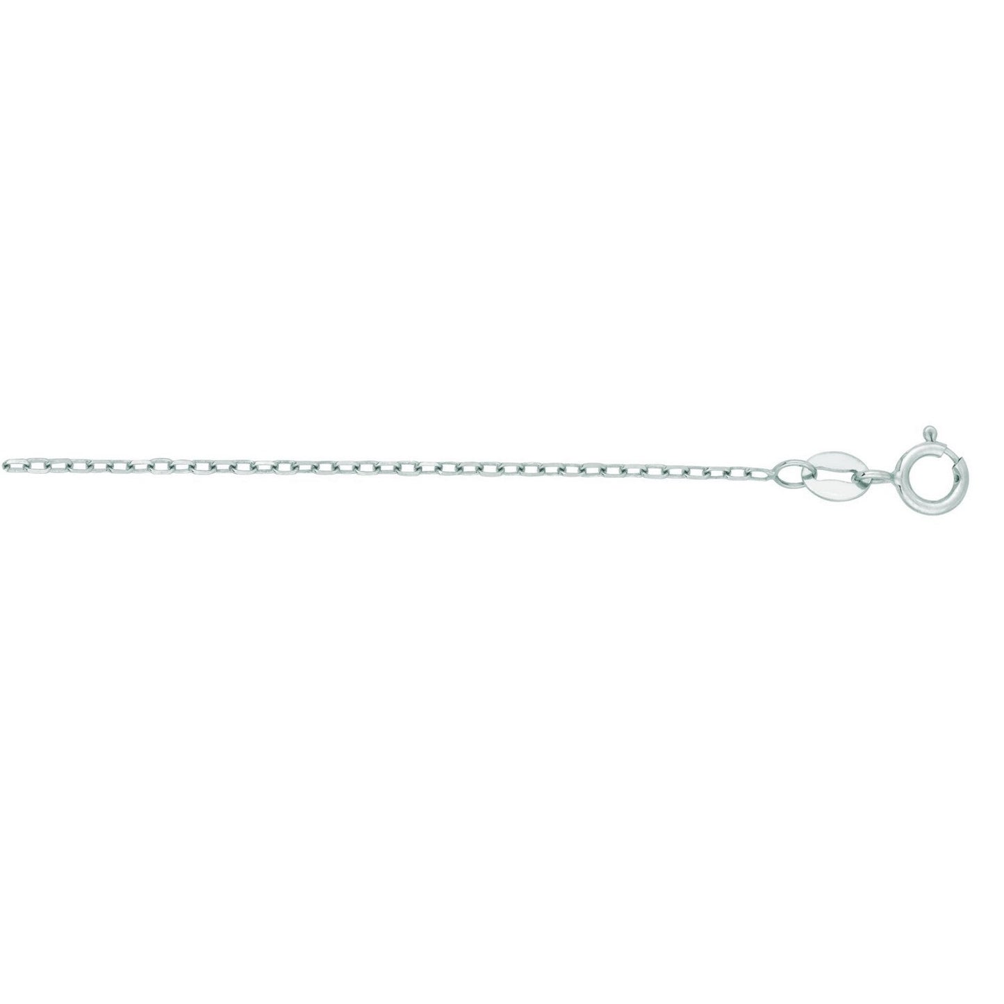 14K White Gold Faceted Cable Link Chain Necklace (1.20 mm)