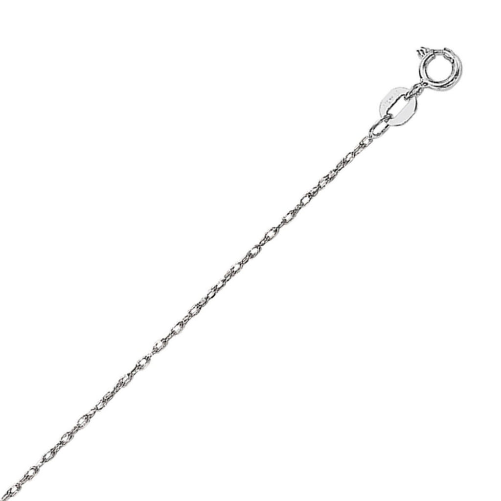 14K White Gold Machine Rope Chain Necklace (0.80mm)