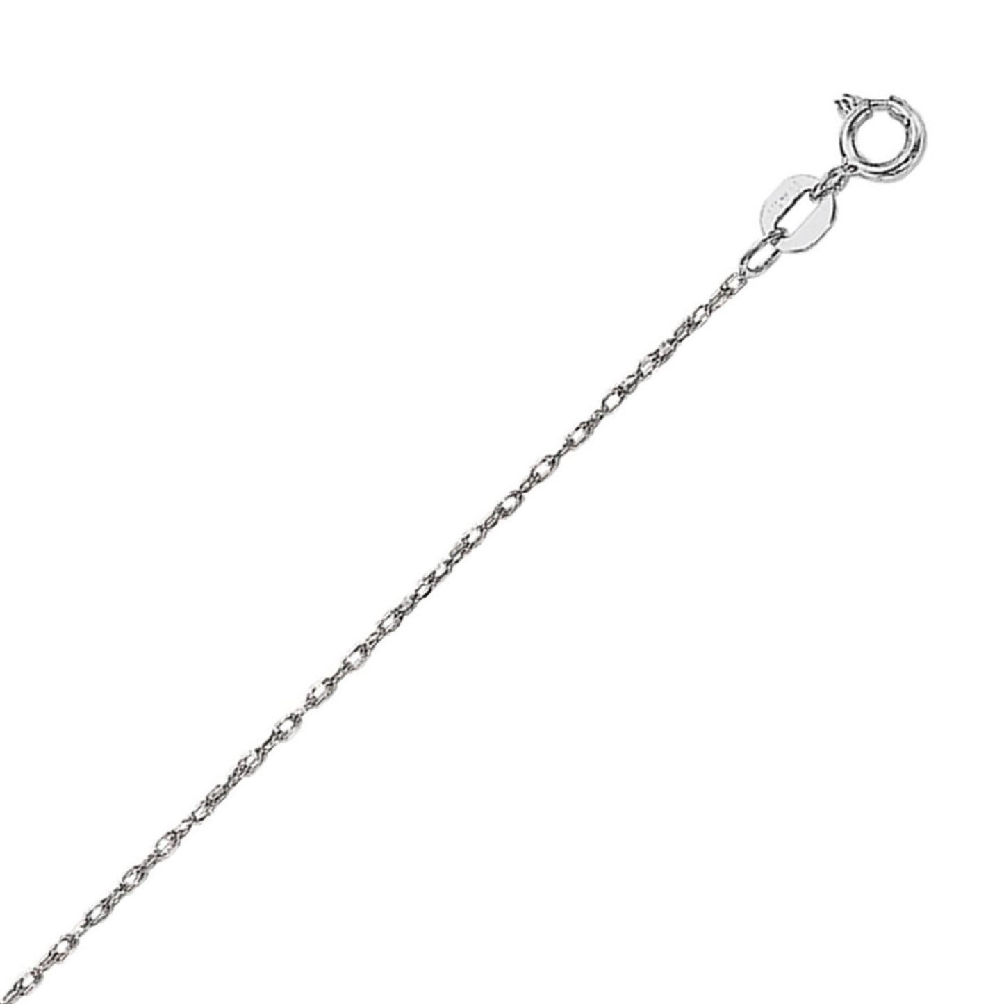14K White Gold Machine Rope Chain Necklace (0.80mm)