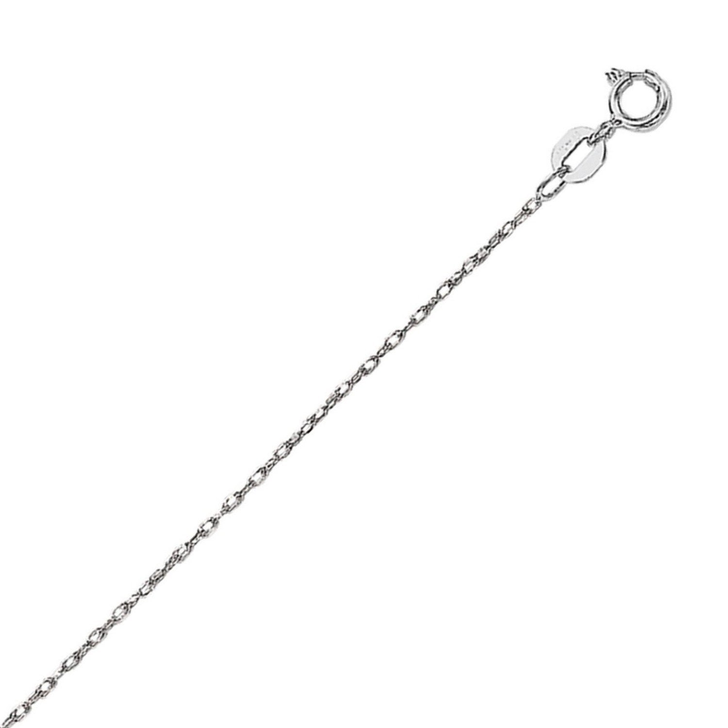 14K White Gold Machine Rope Chain Necklace (0.80mm)