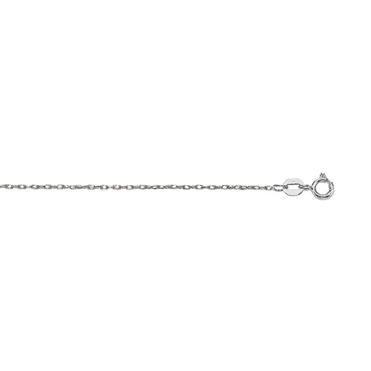 14K White Gold Machine Rope Chain Necklace (0.80mm)