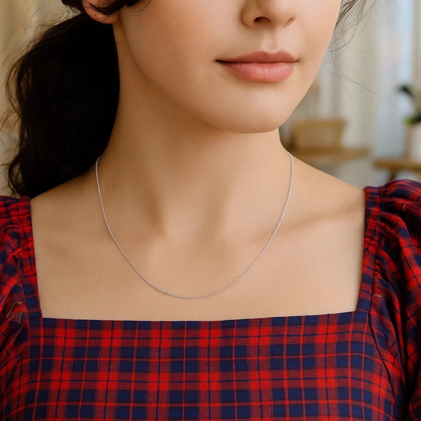 14K White Gold Machine Rope Chain Necklace (0.80mm)