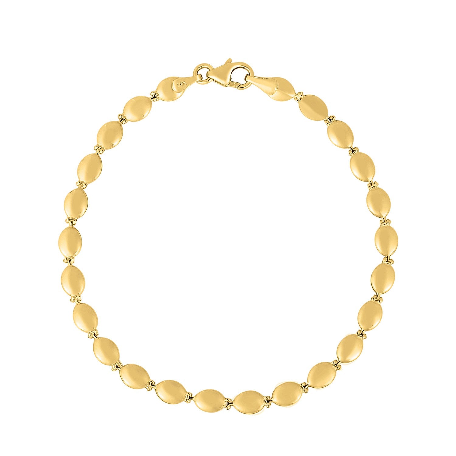 14K Yellow Gold Women's Pebble Bead Chain Bracelet – 4.00mm – 14K Gold