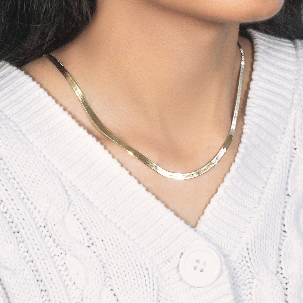 14K Yellow Gold Super Flex Herringbone Chain 3.80mm | Solid Gold