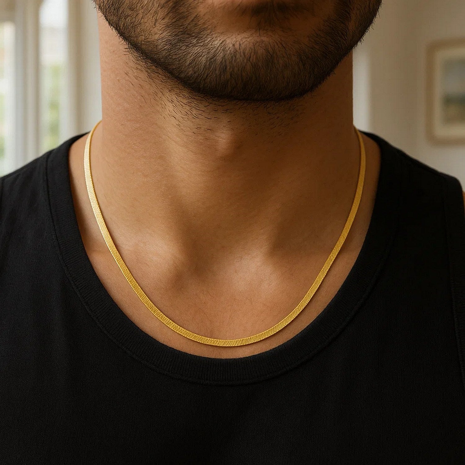 14K Yellow Gold Super Flex Herringbone Chain 3.80mm | Solid Gold