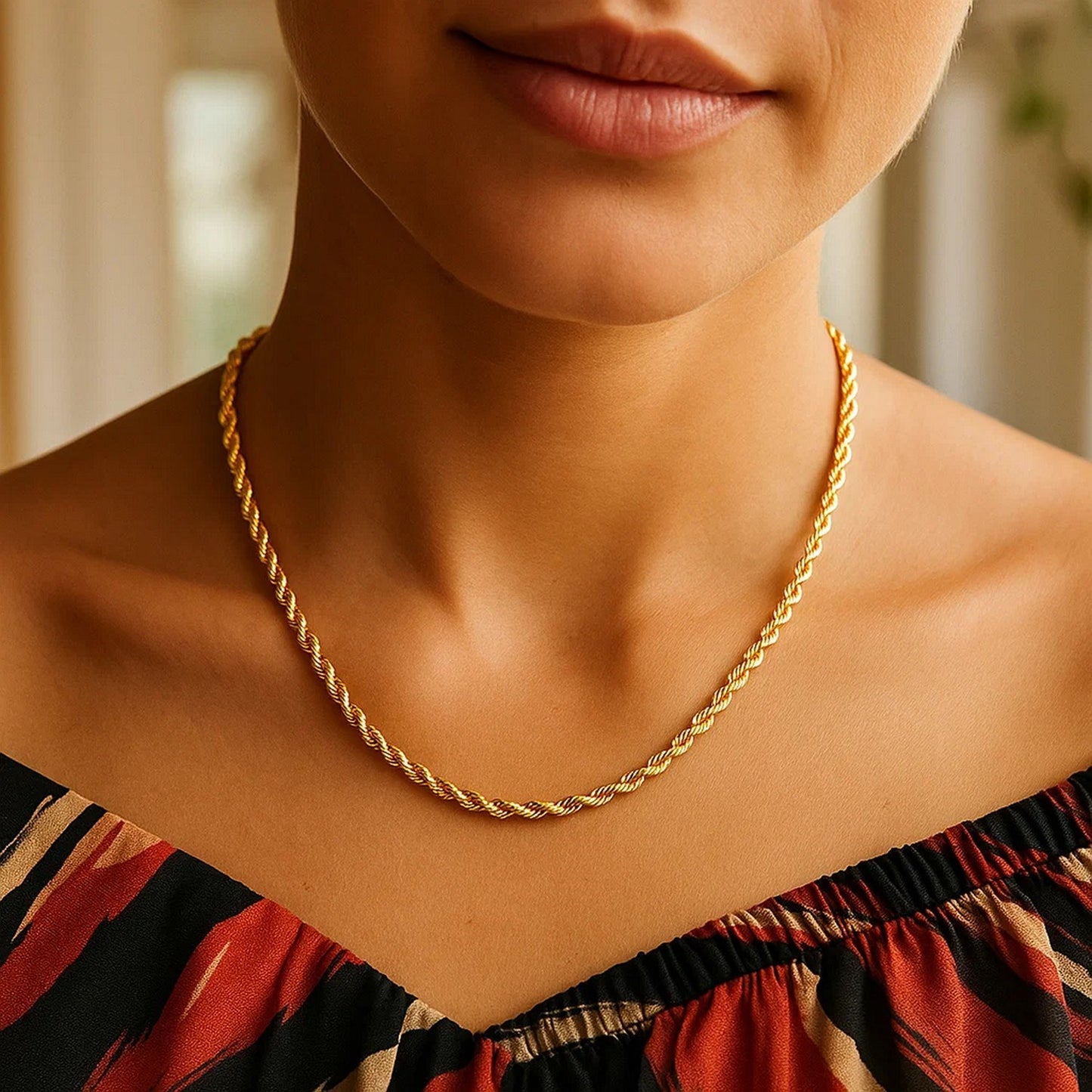 14K Yellow Gold Light Rope Chain Necklace (3.70mm)