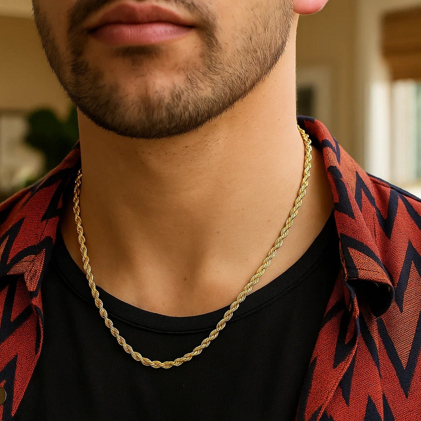 14K Yellow Gold Light Rope Chain Necklace (3.70mm)