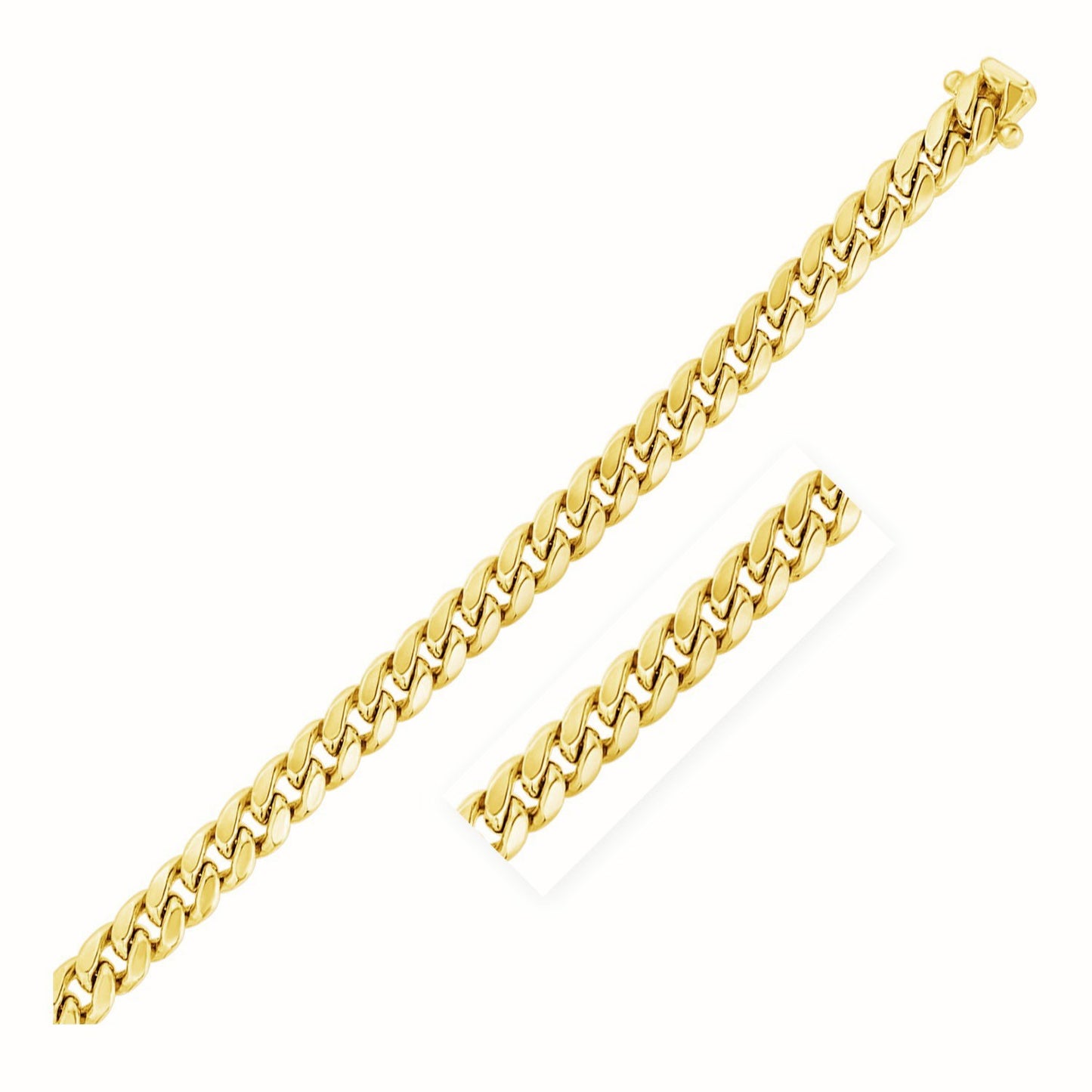 10K Yellow Gold Semi Solid Miami Cuban Chain Necklace (7.25mm) – True Pure Gold