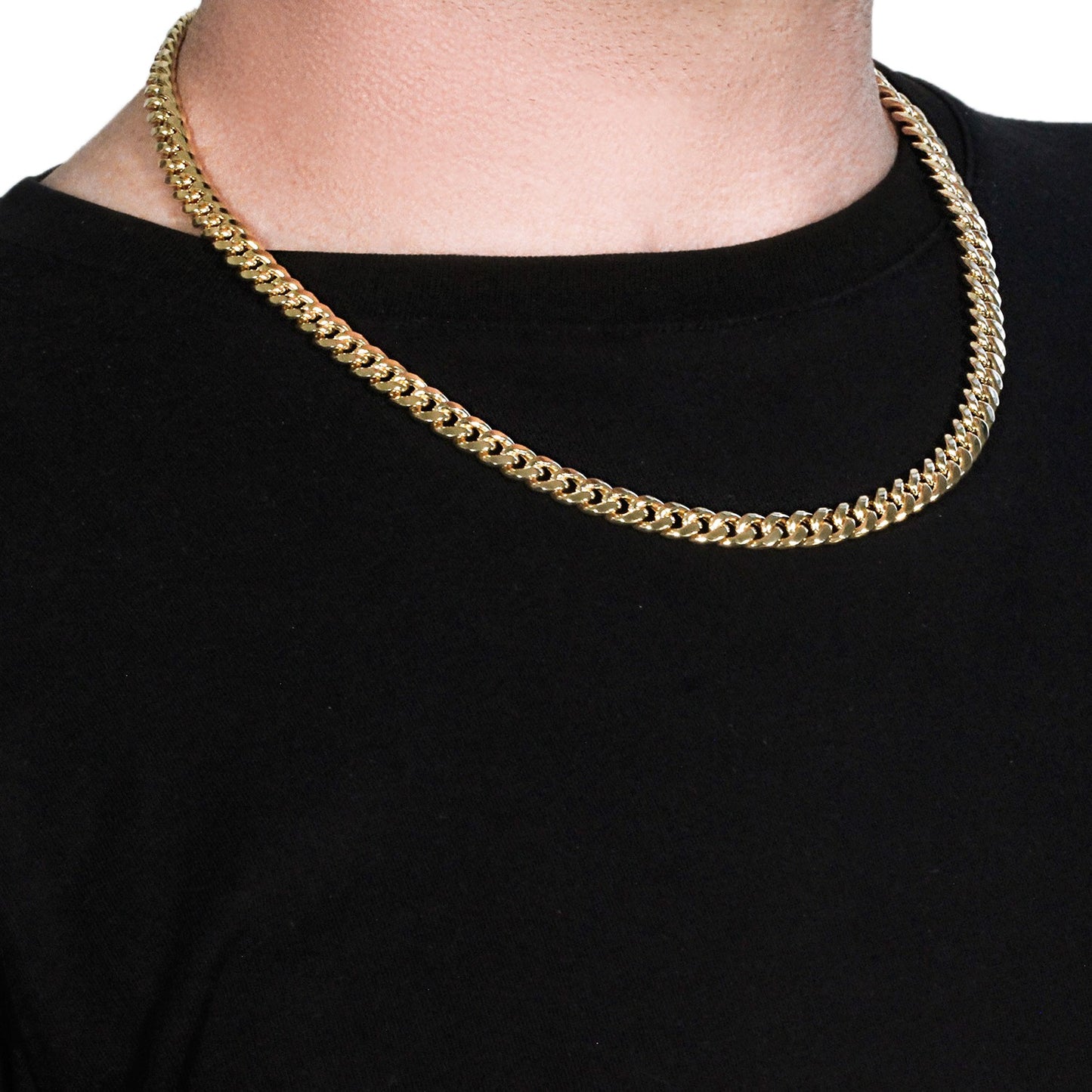 10K Yellow Gold Semi Solid Miami Cuban Chain Necklace (7.25mm) – True Pure Gold