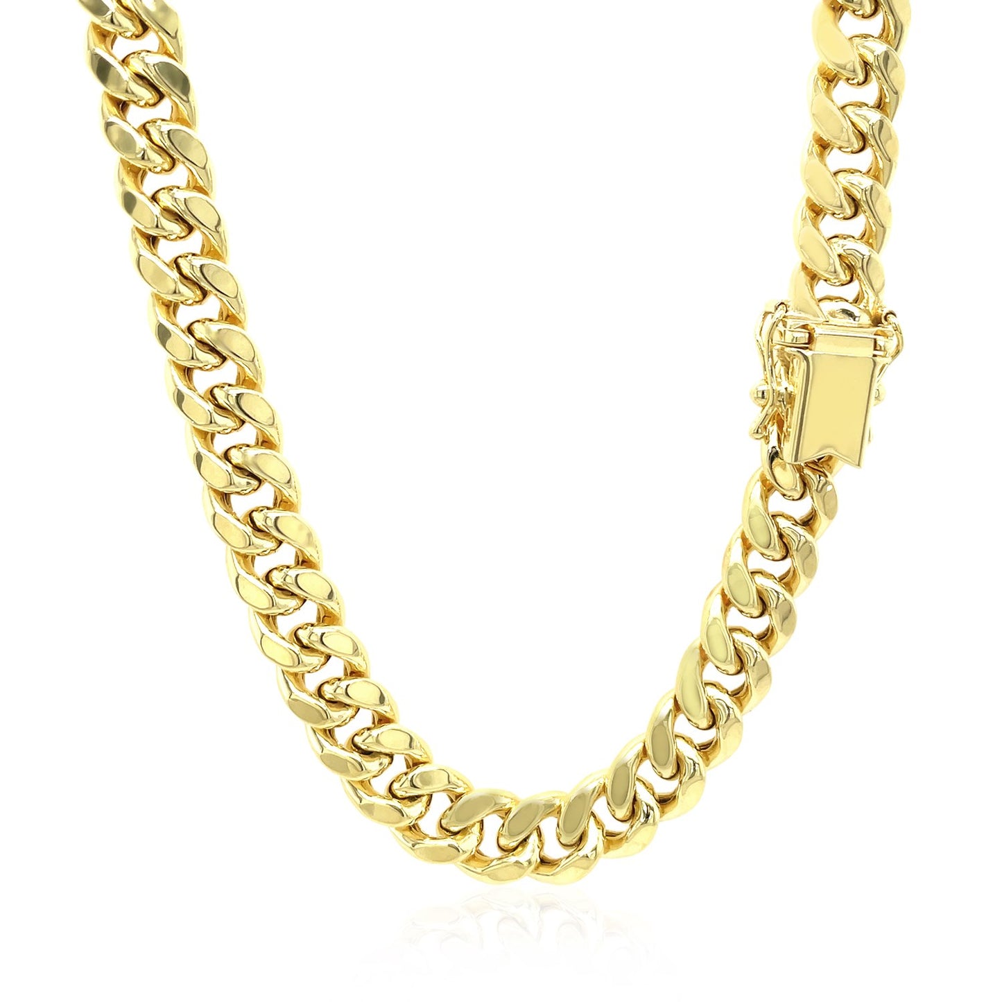 10K Yellow Gold Semi Solid Miami Cuban Chain Necklace (7.25mm) – True Pure Gold