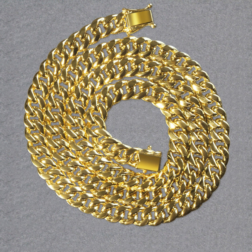 10K Yellow Gold Semi Solid Miami Cuban Chain Necklace (7.25mm) – True Pure Gold