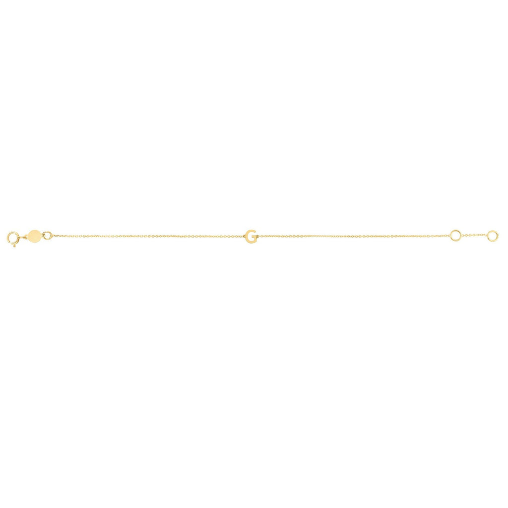14K Yellow Gold Women's Mini Initial G Bracelet – 7 Inches – 14K Gold