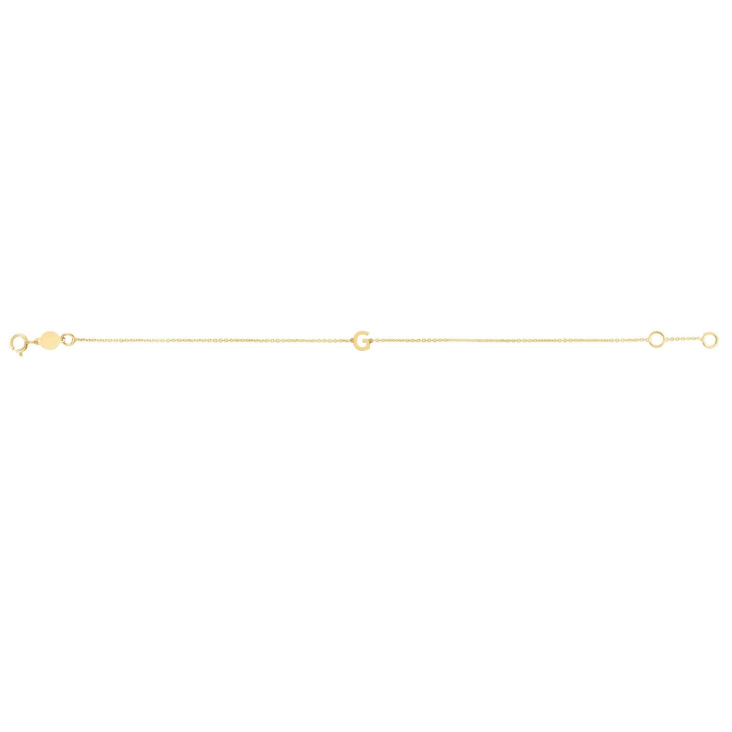 14K Yellow Gold Women's Mini Initial G Bracelet – 7 Inches – 14K Gold