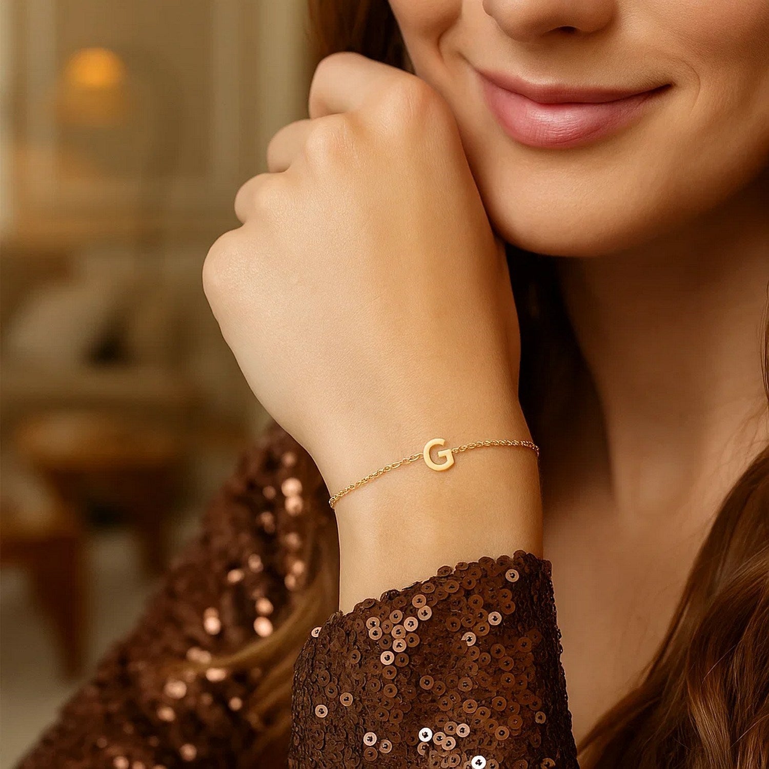 14K Yellow Gold Women's Mini Initial G Bracelet – 7 Inches – 14K Gold