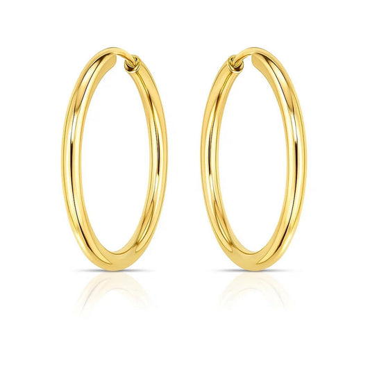 14k Yellow Gold Endless Round Hoop Earrings(2x21mm)