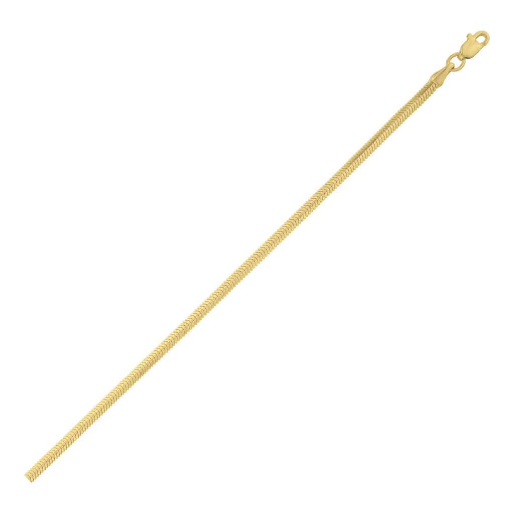 14K Yellow Gold Oval Snake Chain Bracelet (2.60 mm)