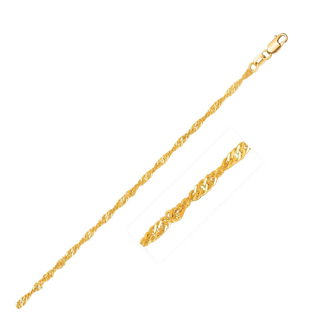 10K Yellow Gold Singapore Chain 1.80mm | Solid Gold, Lobster Clasp