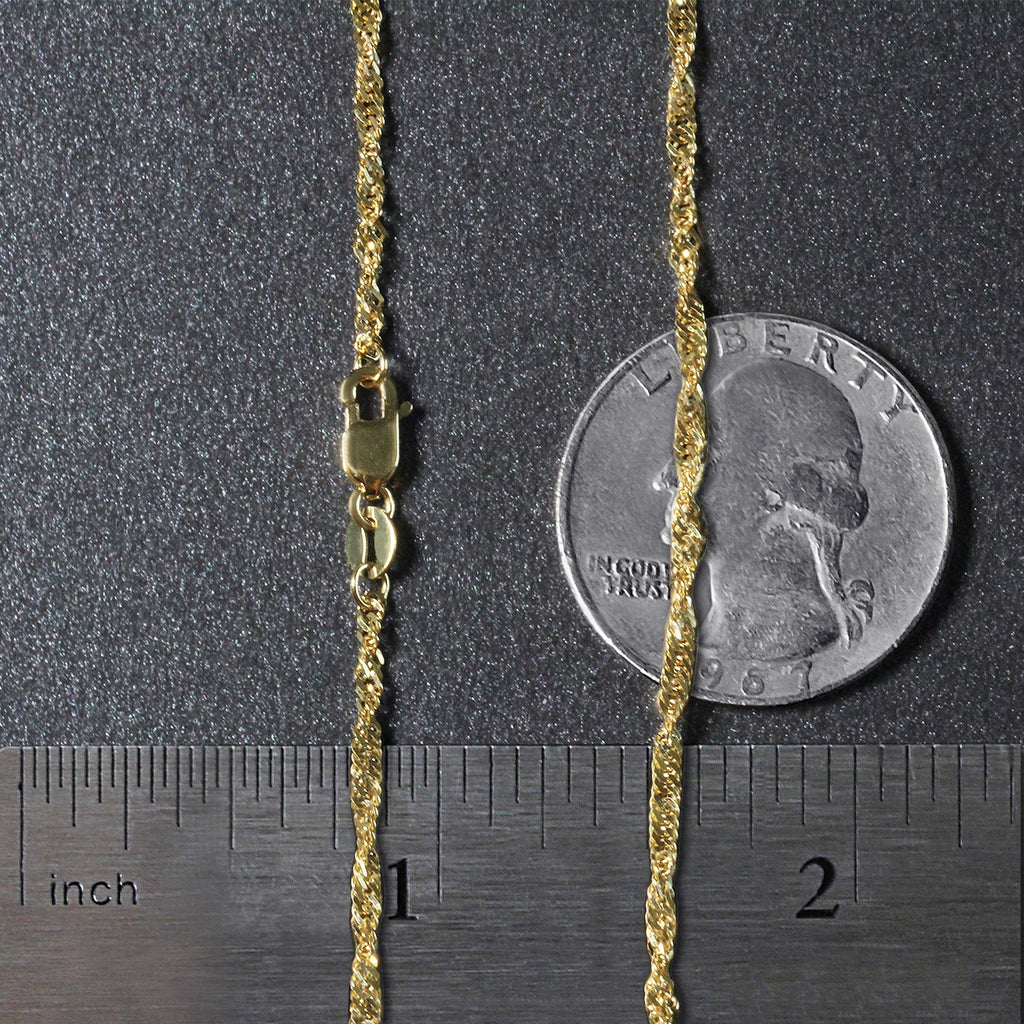 10K Yellow Gold Singapore Chain 1.80mm | Solid Gold, Lobster Clasp