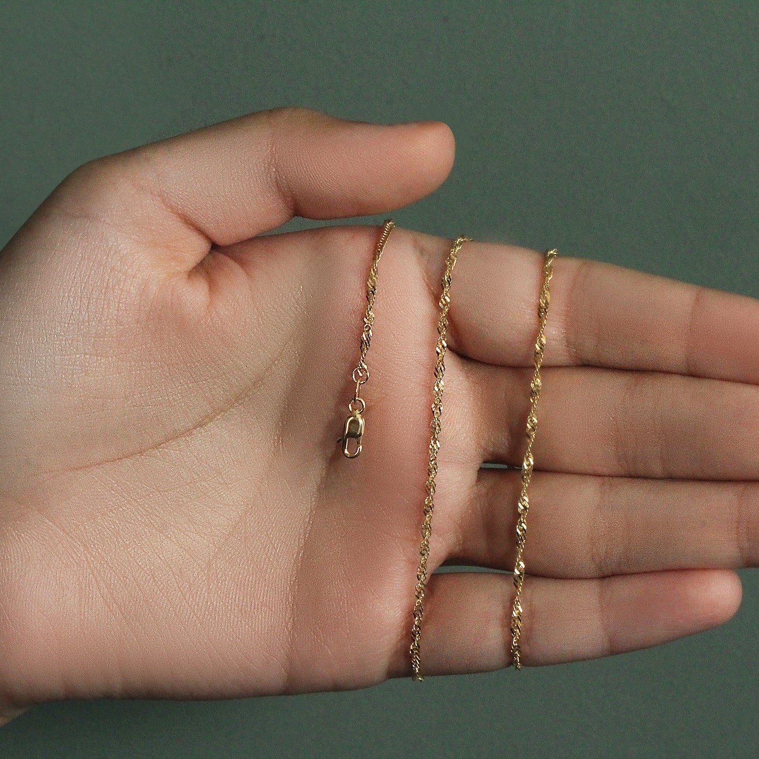 10K Yellow Gold Singapore Chain 1.80mm | Solid Gold, Lobster Clasp