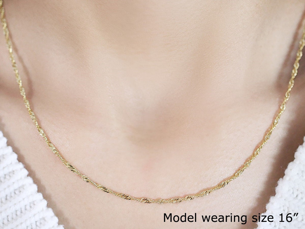 10K Yellow Gold Singapore Chain 1.80mm | Solid Gold, Lobster Clasp