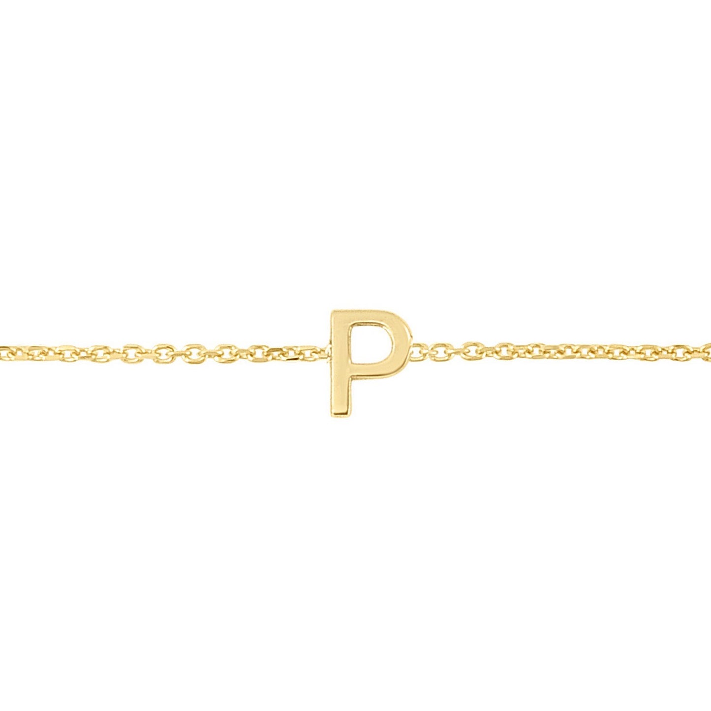 14K Yellow Gold Mini Initial P Bracelet