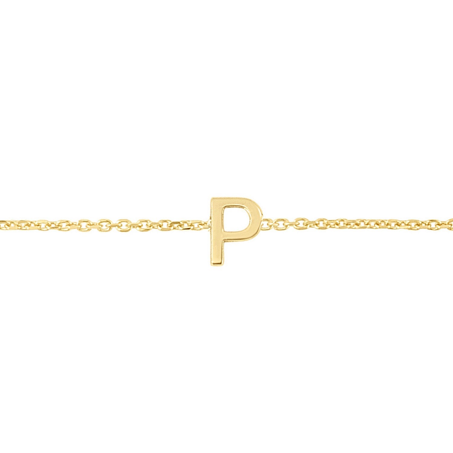 14K Yellow Gold Women's Mini Initial P Bracelet – 7 Inches – 14K Gold