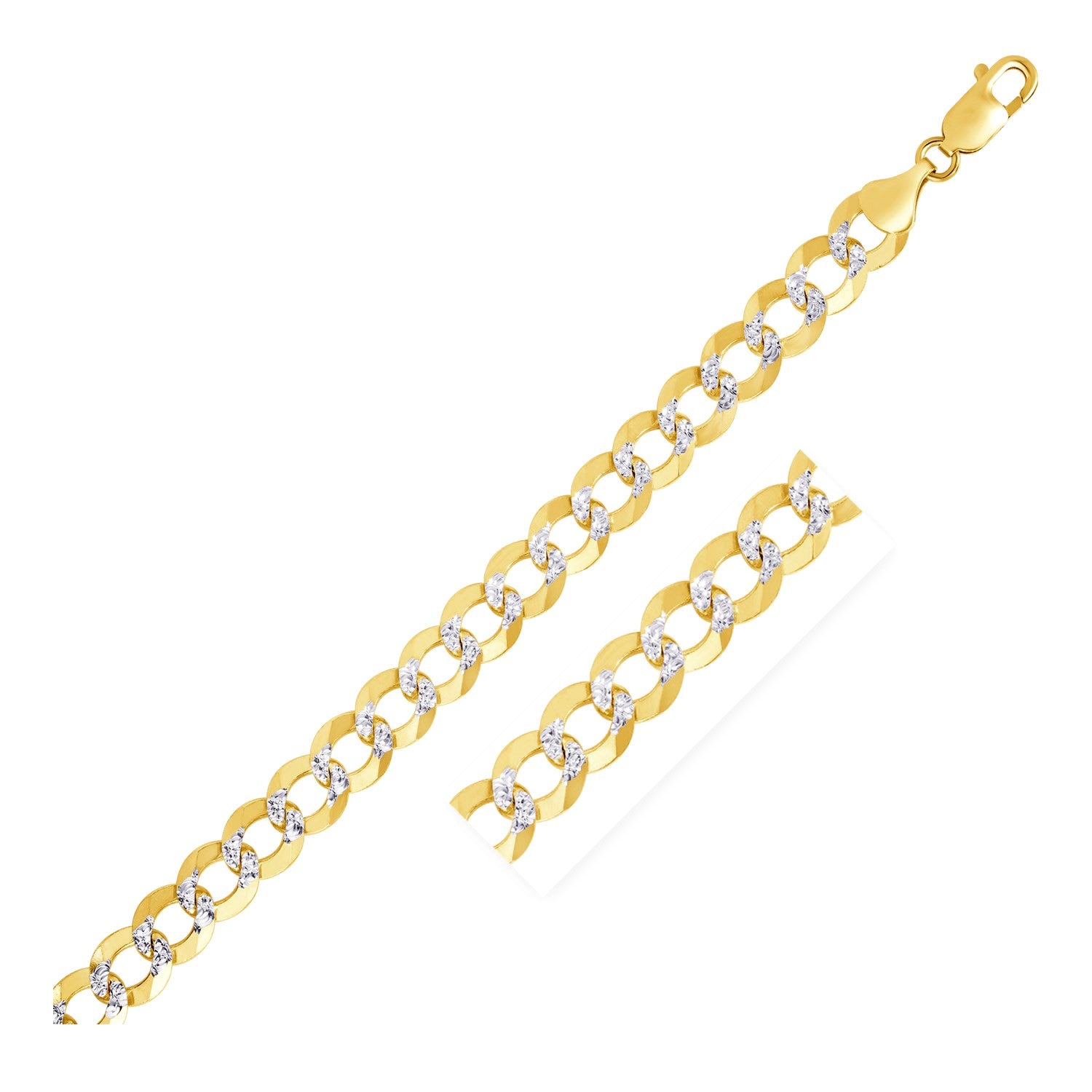 14K Two Tone Gold Pavé Curb Chain (8.30mm)