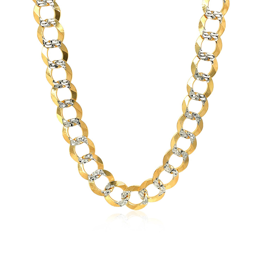 14K Two Tone Gold Pavé Curb Chain (8.30mm)