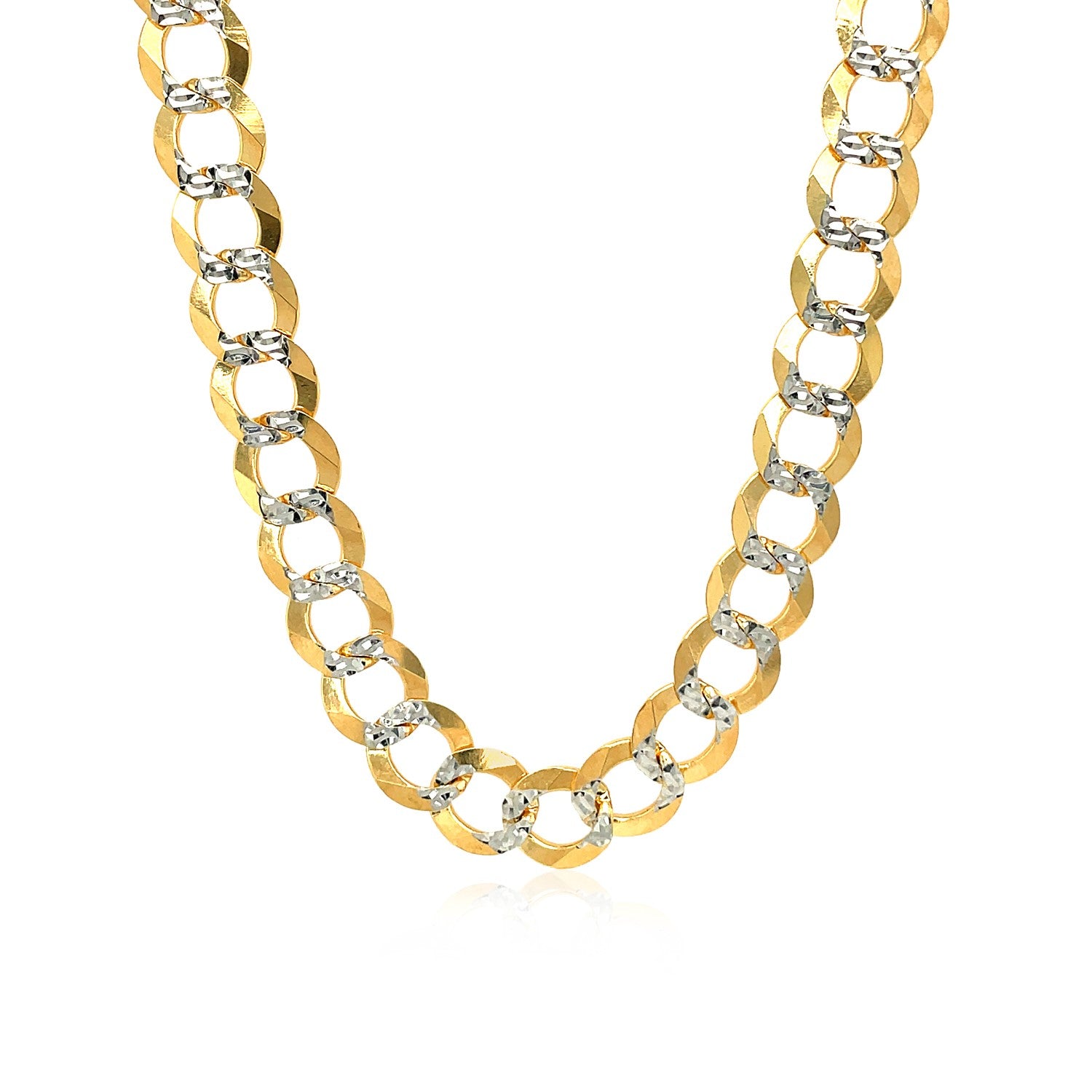 14K Two Tone Gold Pavé Curb Chain (8.30mm)