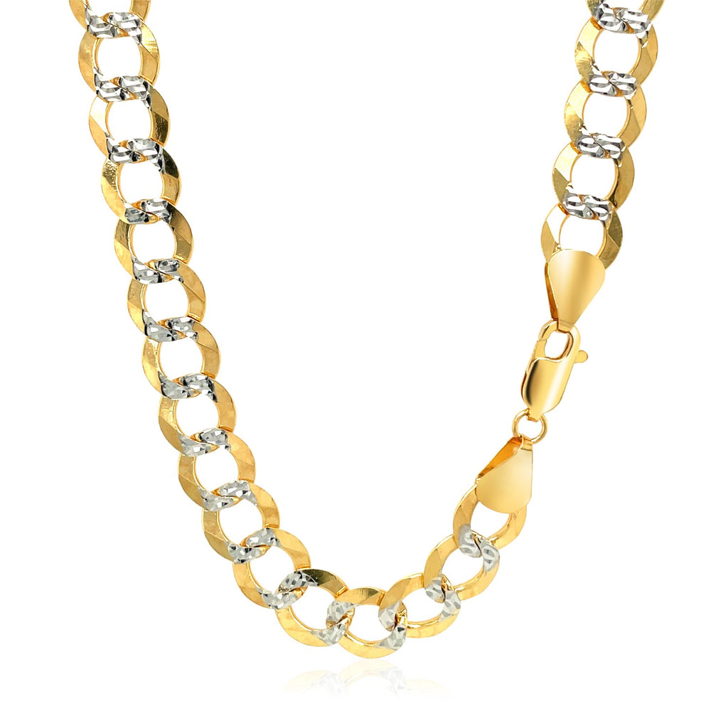 14K Two Tone Gold Pavé Curb Chain (8.30mm)