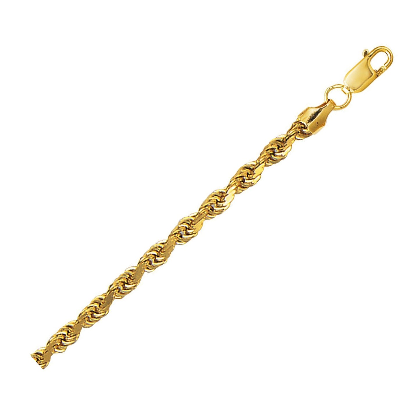 10K Yellow Gold Hollow Diamond Cut Rope Chain Necklace (4.00mm)
