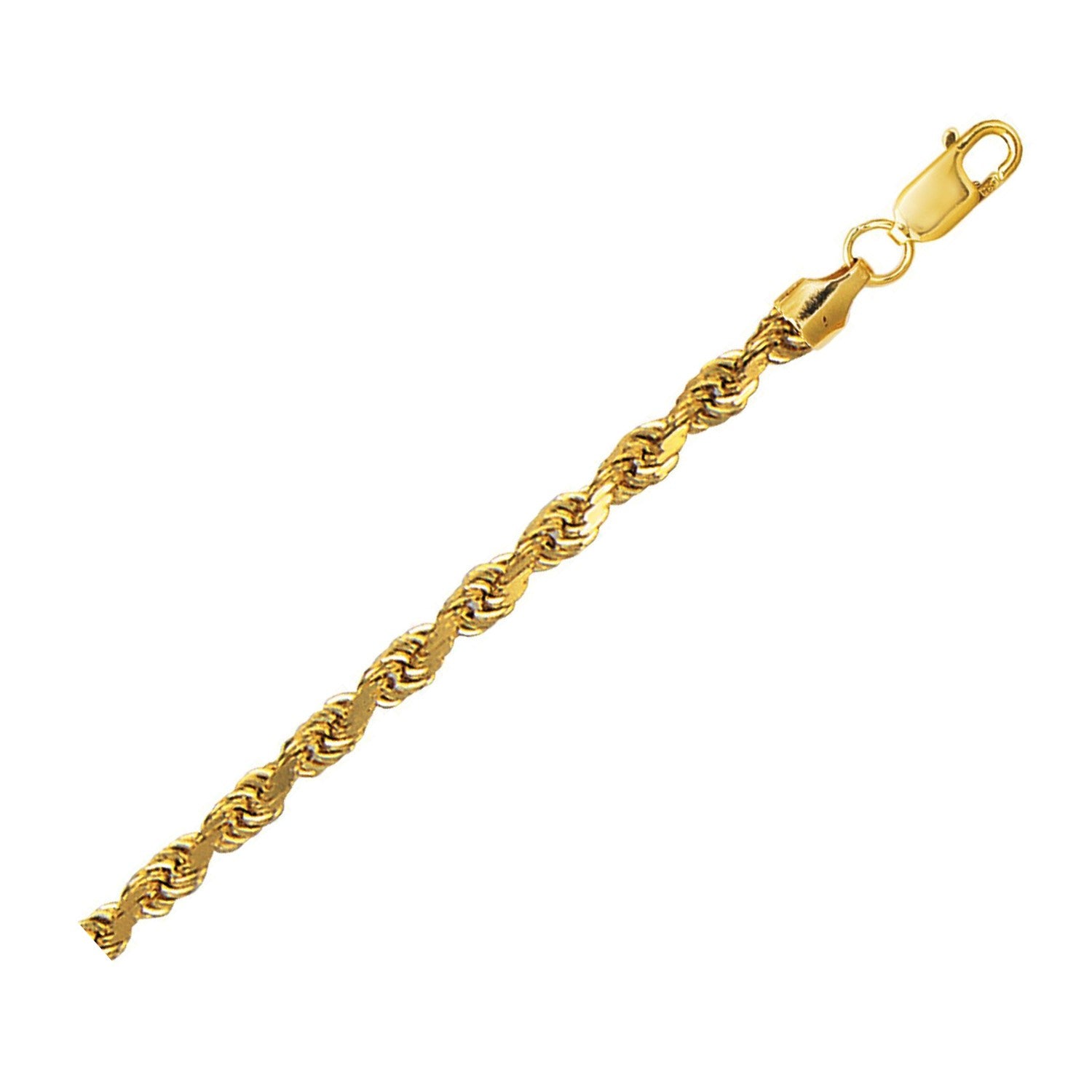 10K Yellow Gold Hollow Diamond Cut Rope Chain Necklace (4.00mm)