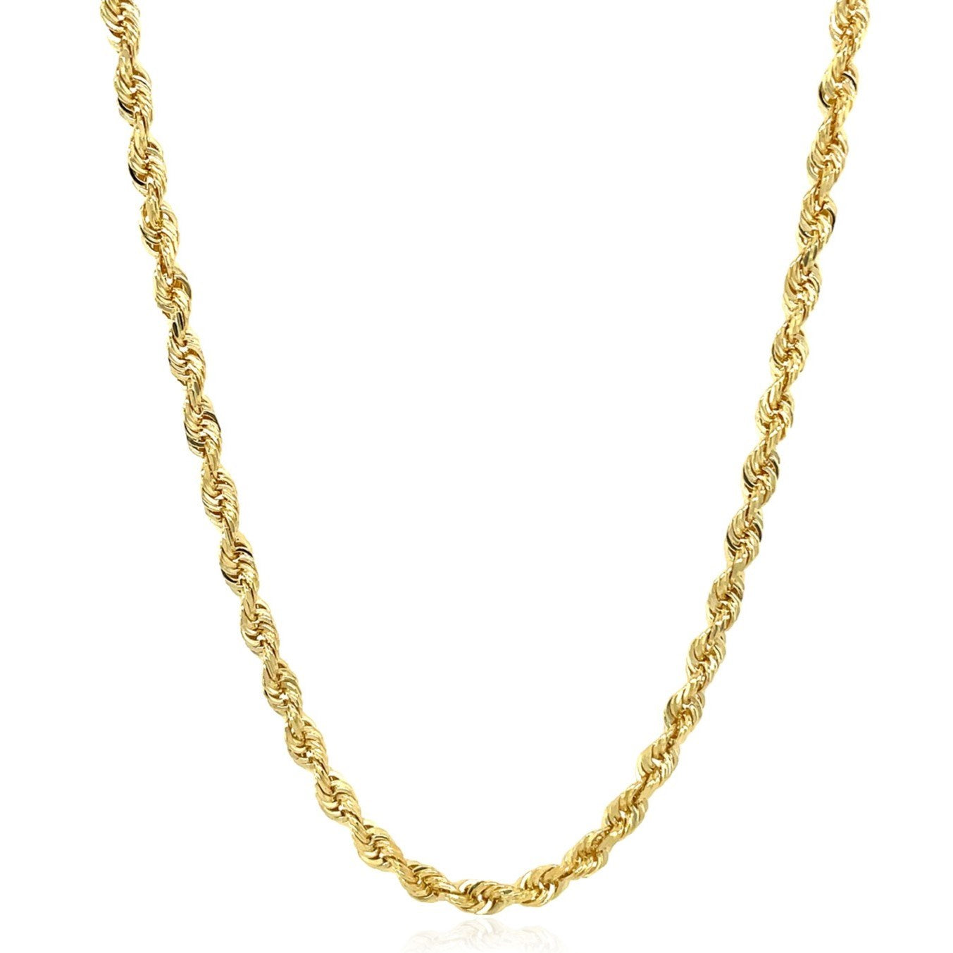 10K Yellow Gold Hollow Diamond Cut Rope Chain Necklace (4.00mm)