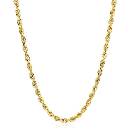 10K Yellow Gold Hollow Diamond Cut Rope Chain Necklace (4.00mm)
