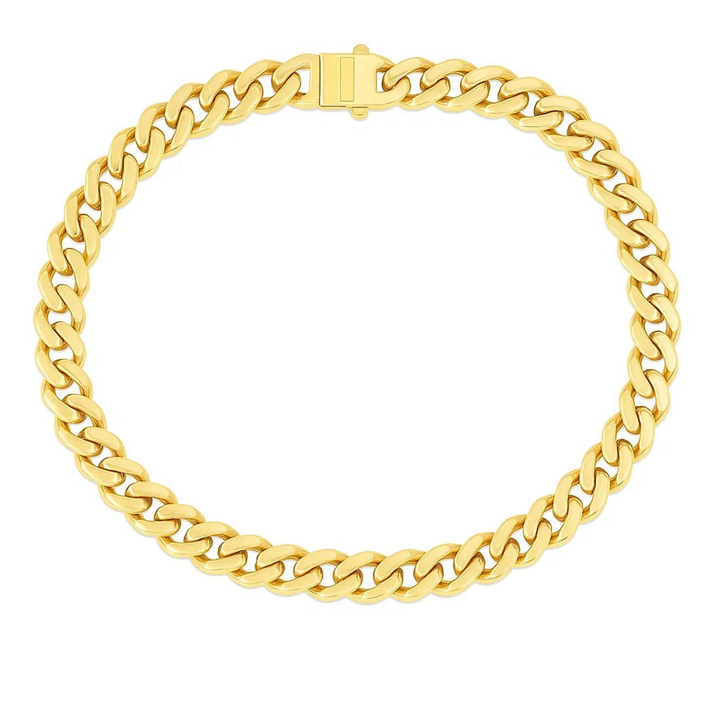 14K Yellow Gold Polished Miami Cuban Chain Bracelet (6.50mm)