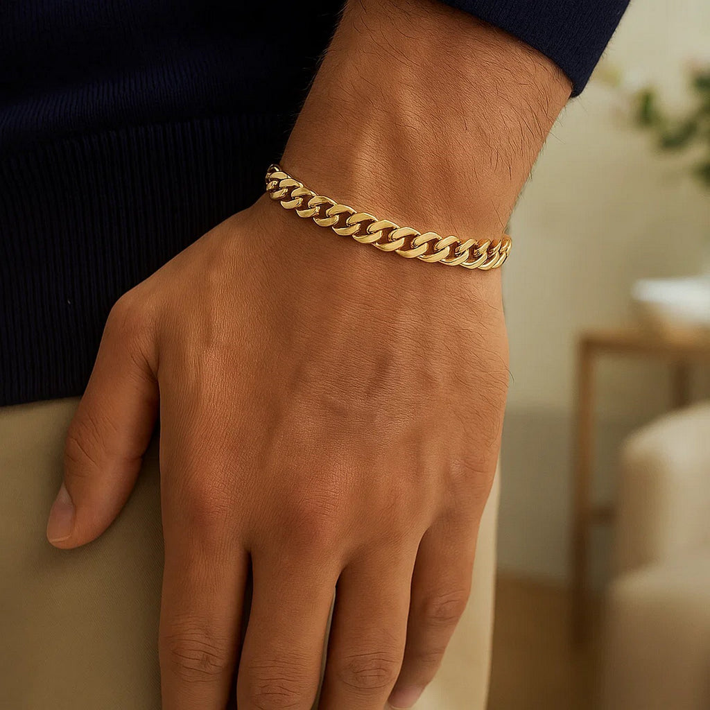 14K Yellow Gold Polished Miami Cuban Chain Bracelet (6.50mm)