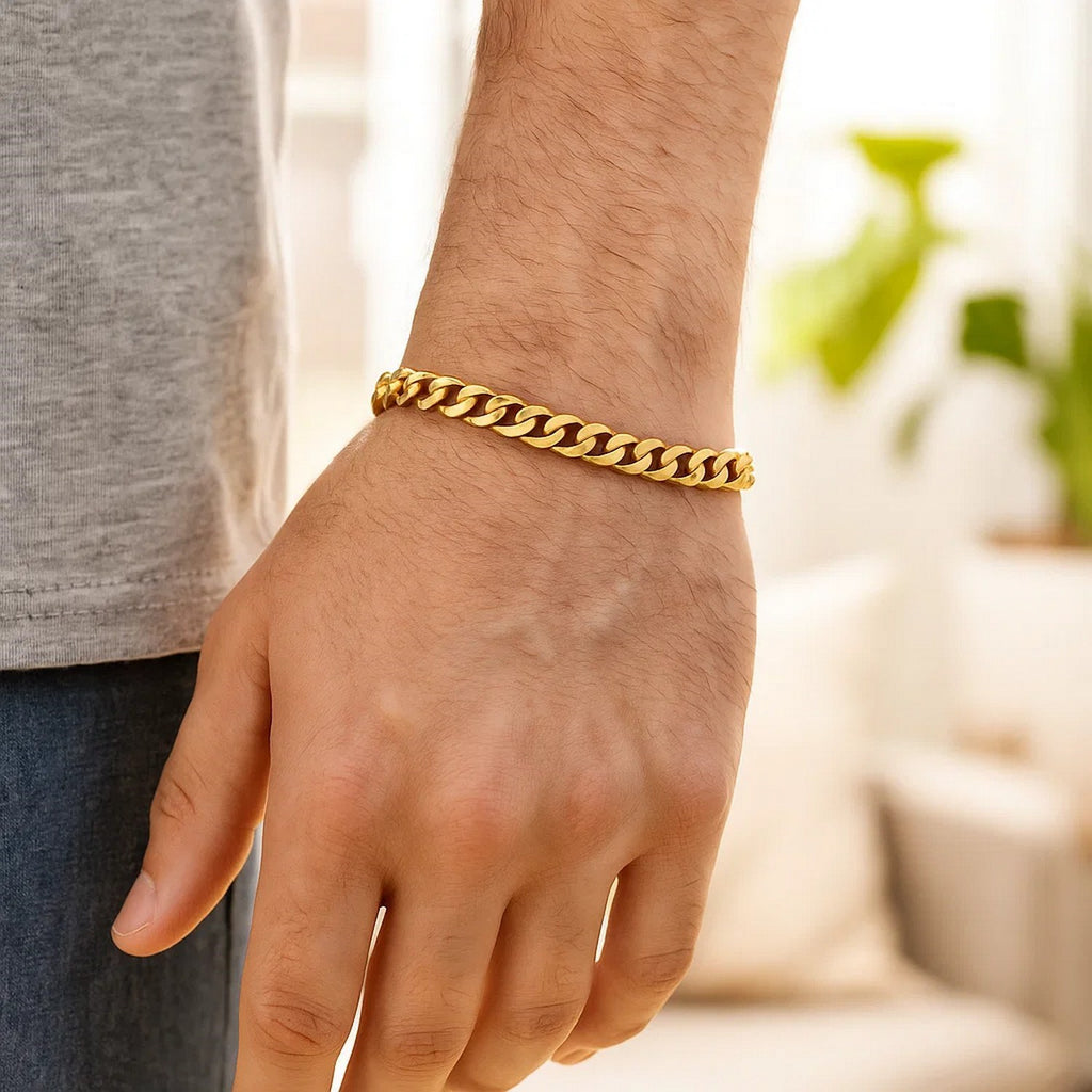 14K Yellow Gold Polished Miami Cuban Chain Bracelet (6.50mm)